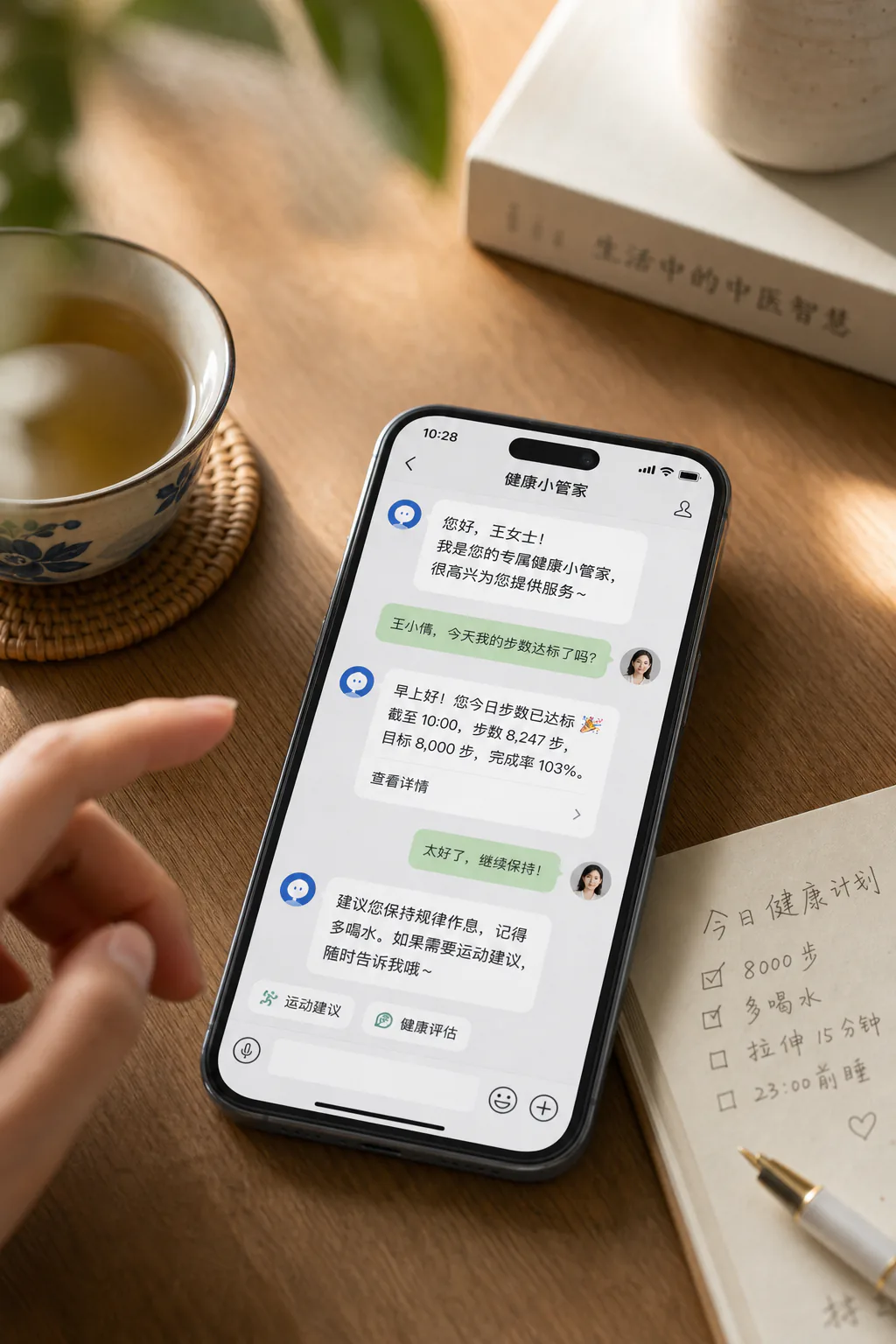 手机中的企业微信式连续健康服务对话
