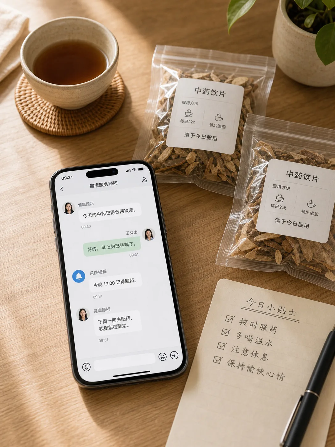 中药服用与回店提醒
