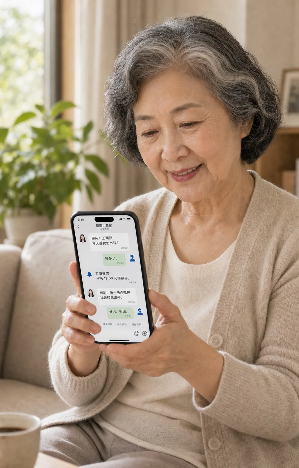 长者查看健康服务对话